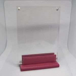 Coach dark pink (raspberry) leather and acrylic standing magnetic picture frame